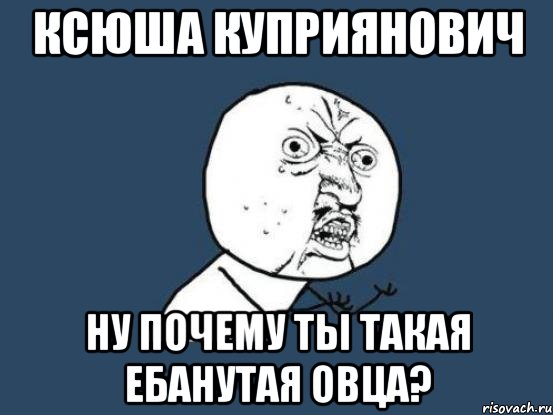 ксюша куприянович ну почему ты такая ебанутая овца?, Мем Ну почему