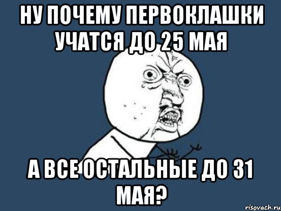 ну почему первоклашки учатся до 25 мая а все остальные до 31 мая?, Мем Ну почему