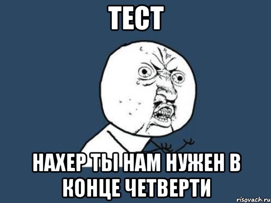 тест нахер ты нам нужен в конце четверти, Мем Ну почему