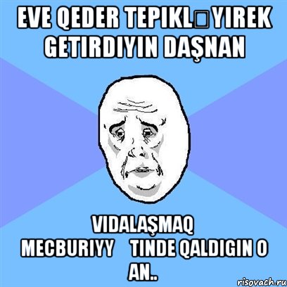 eve qeder tepikləyırek getirdiyin daşnan vidalaşmaq mecburiyyətinde qaldigin o an.., Мем Okay face