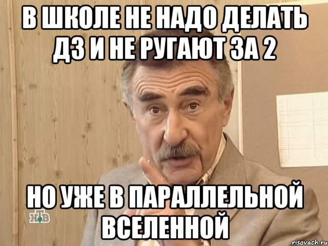 в школе не надо делать дз и не ругают за 2 но уже в параллельной вселенной, Мем Каневский (Но это уже совсем другая история)