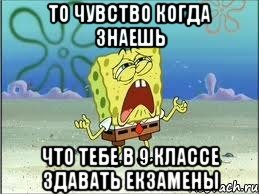 то чувство когда знаешь что тебе в 9 классе здавать екзамены, Мем Спанч Боб плачет