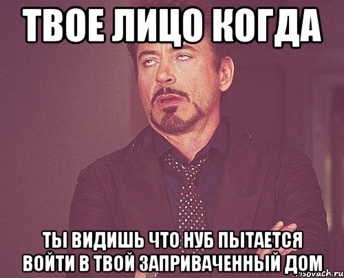 твое лицо когда ты видишь что нуб пытается войти в твой заприваченный дом, Мем твое выражение лица