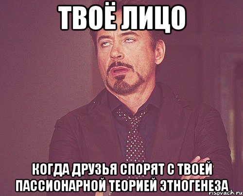 твоё лицо когда друзья спорят с твоей пассионарной теорией этногенеза, Мем твое выражение лица