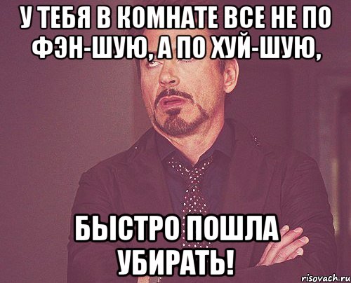 у тебя в комнате все не по фэн-шую, а по хуй-шую, быстро пошла убирать!, Мем твое выражение лица