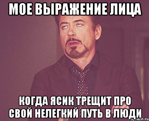 мое выражение лица когда ясик трещит про свой нелегкий путь в люди, Мем твое выражение лица