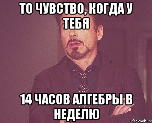 то чувство, когда у тебя 14 часов алгебры в неделю, Мем твое выражение лица