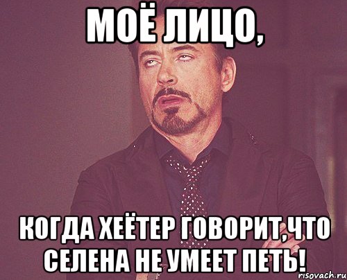 моё лицо, когда хеётер говорит,что селена не умеет петь!, Мем твое выражение лица