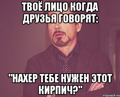 твоё лицо когда друзья говорят: "нахер тебе нужен этот кирпич?", Мем твое выражение лица