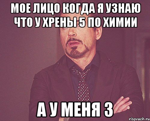 мое лицо когда я узнаю что у хрены 5 по химии а у меня 3, Мем твое выражение лица