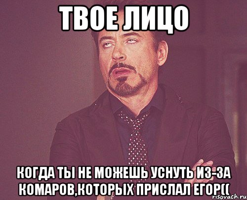 твое лицо когда ты не можешь уснуть из-за комаров,которых прислал егор((, Мем твое выражение лица