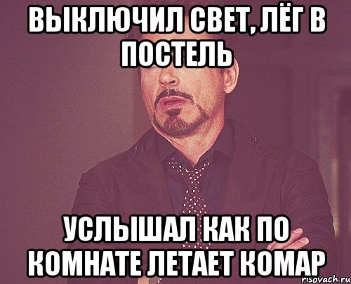 выключил свет, лёг в постель услышал как по комнате летает комар, Мем твое выражение лица