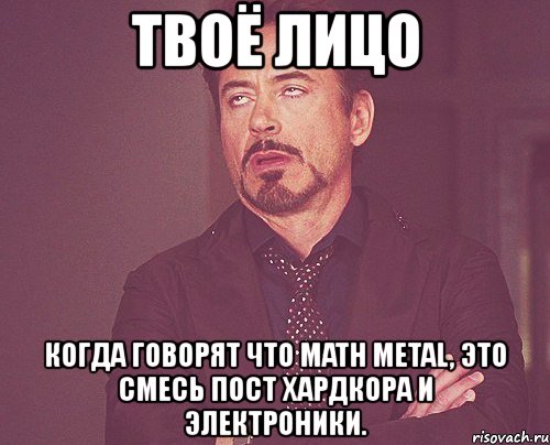 твоё лицо когда говорят что math metal, это смесь пост хардкора и электроники., Мем твое выражение лица