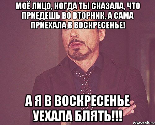 моё лицо, когда ты сказала, что приедешь во вторник, а сама приехала в воскресенье! а я в воскресенье уехала блять!!!, Мем твое выражение лица