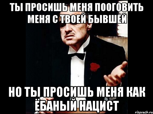 ты просишь меня пооговить меня с твоей бывшей но ты просишь меня как ёбаный нацист, Мем ты делаешь это без уважения