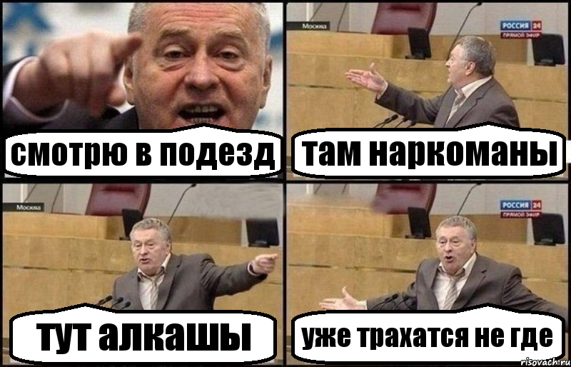 смотрю в подезд там наркоманы тут алкашы уже трахатся не где, Комикс Жириновский