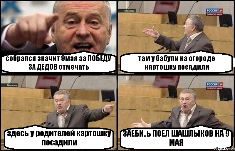 собрался значит 9мая за ПОБЕДУ ЗА ДЕДОВ отмечать там у бабули на огороде картошку посадили здесь у родителей картошку посадили ЗАЕБИ..ь ПОЕЛ ШАШЛЫКОВ НА 9 МАЯ, Комикс Жириновский