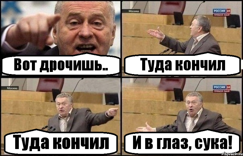 Вот дрочишь.. Туда кончил Туда кончил И в глаз, сука!, Комикс Жириновский