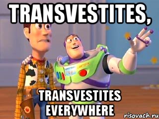 transvestites, transvestites everywhere, Мем Они повсюду (История игрушек)