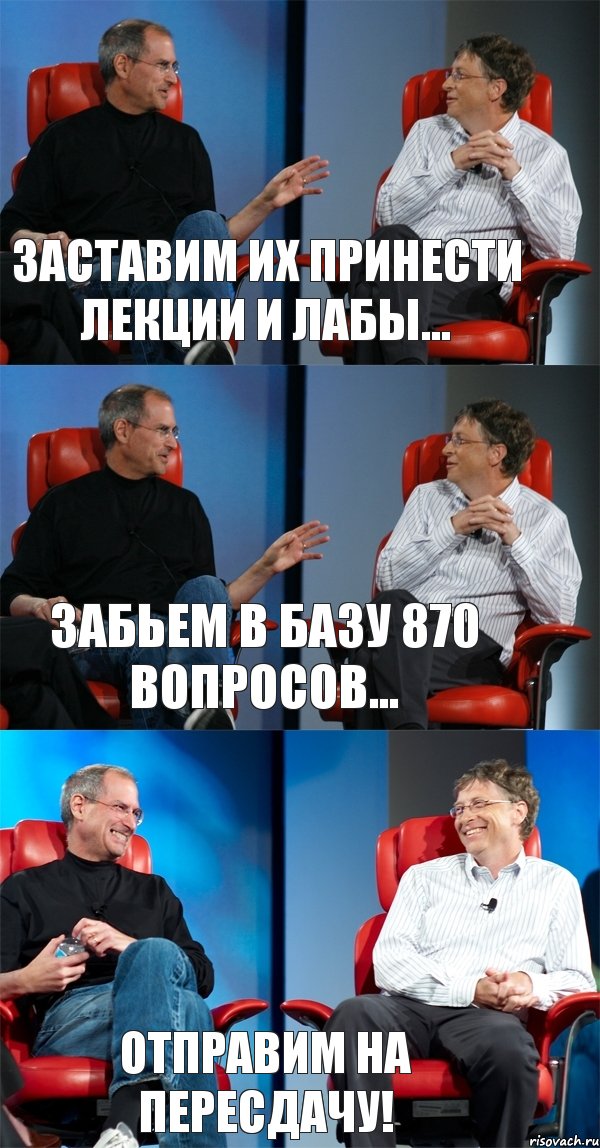 Заставим их принести лекции и лабы... Забьем в базу 870 вопросов... Отправим на пересдачу!, Комикс Стив Джобс и Билл Гейтс (3 зоны)