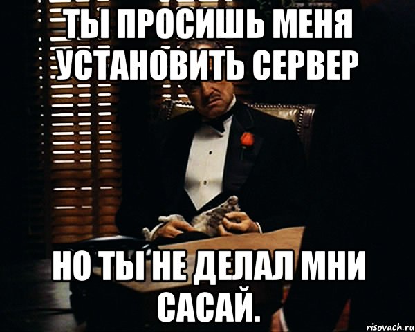 ты просишь меня установить сервер но ты не делал мни сасай., Мем Дон Вито Корлеоне