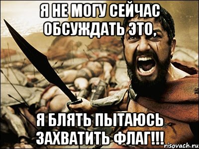 я не могу сейчас обсуждать это, я блять пытаюсь захватить флаг!!!, Мем Это Спарта