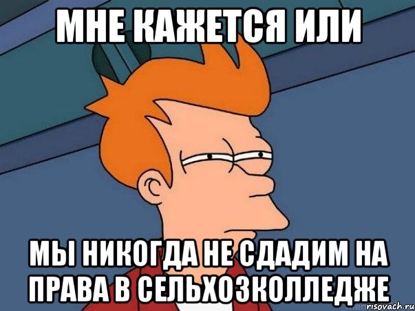 мне кажется или мы никогда не сдадим на права в сельхозколледже, Мем  Фрай (мне кажется или)