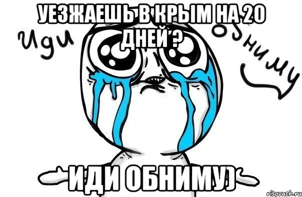 уезжаешь в крым на 20 дней ? иди обниму), Мем Иди обниму