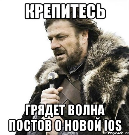 крепитесь грядет волна постов о новой ios, Мем Зима близко крепитесь (Нед Старк)