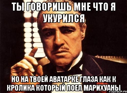 ты говоришь мне что я укурился но на твоей аватарке глаза как к кролика который поел марихуаны, Мем крестный отец