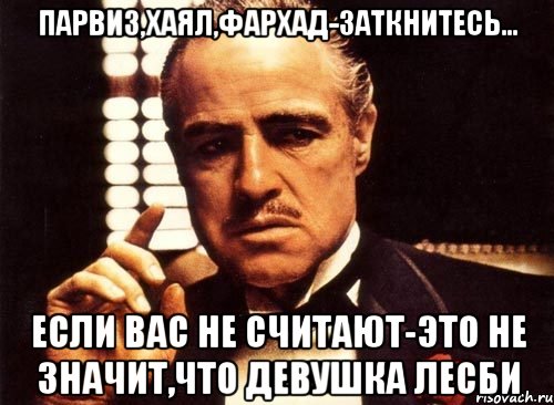 парвиз,хаял,фархад-заткнитесь... если вас не считают-это не значит,что девушка лесби, Мем крестный отец