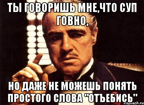 ты говоришь мне,что суп говно, но даже не можешь понять простого слова "отъебись", Мем крестный отец