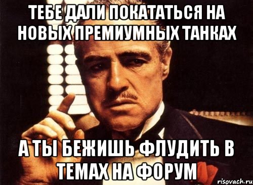 тебе дали покататься на новых премиумных танках а ты бежишь флудить в темах на форум, Мем крестный отец