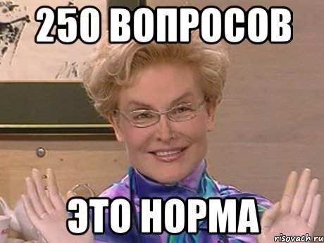 250 вопросов это норма, Мем Елена Малышева