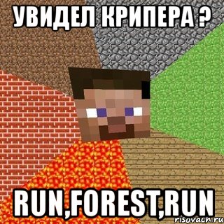 увидел крипера ? run,forest,run, Мем Миникрафтер