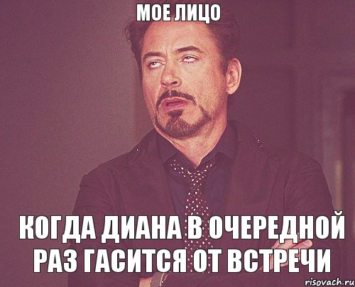 Мое лицо Когда Диана в очередной раз гасится от встречи, Мем твое выражение лица