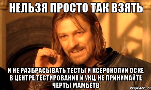 нельзя просто так взять и не разбрасывать тесты и ксерокопии оске в центре тестирования и укц, не принимайте черты мамбетв, Мем Нельзя просто так взять и (Боромир мем)