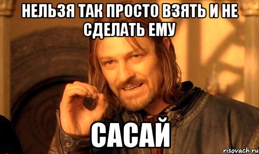 нельзя так просто взять и не сделать ему сасай, Мем Нельзя просто так взять и (Боромир мем)