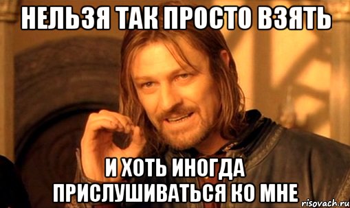 нельзя так просто взять и хоть иногда прислушиваться ко мне, Мем Нельзя просто так взять и (Боромир мем)