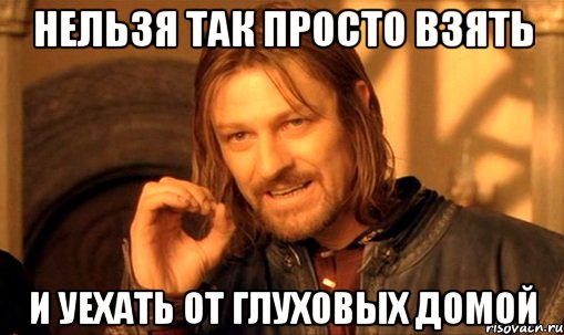 нельзя так просто взять и уехать от глуховых домой, Мем Нельзя просто так взять и (Боромир мем)