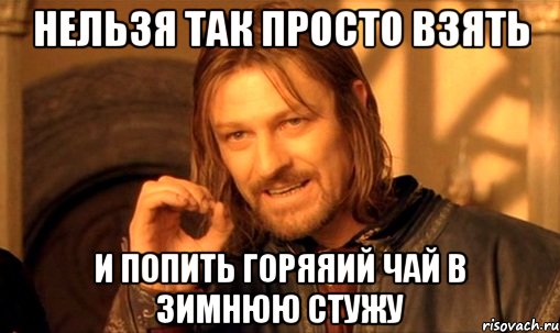 нельзя так просто взять и попить горяяий чай в зимнюю стужу, Мем Нельзя просто так взять и (Боромир мем)