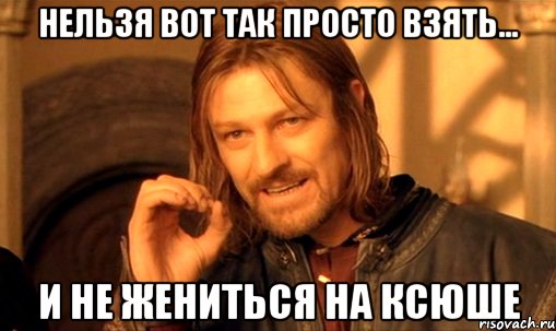 нельзя вот так просто взять... и не жениться на ксюше, Мем Нельзя просто так взять и (Боромир мем)