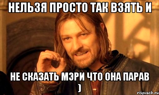 нельзя просто так взять и не сказать мэри что она парав ), Мем Нельзя просто так взять и (Боромир мем)