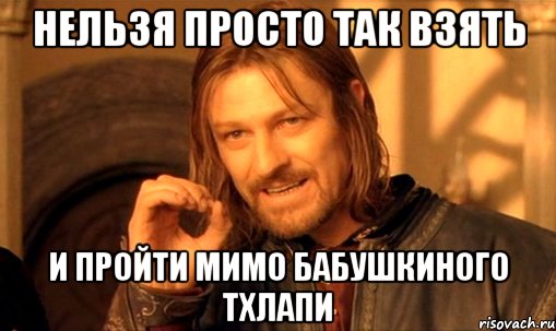 нельзя просто так взять и пройти мимо бабушкиного тхлапи, Мем Нельзя просто так взять и (Боромир мем)