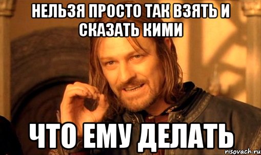 нельзя просто так взять и сказать кими что ему делать, Мем Нельзя просто так взять и (Боромир мем)