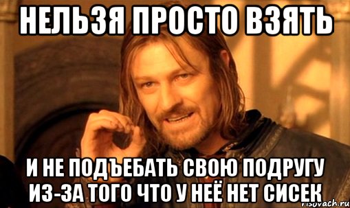 нельзя просто взять и не подъебать свою подругу из-за того что у неё нет сисек, Мем Нельзя просто так взять и (Боромир мем)