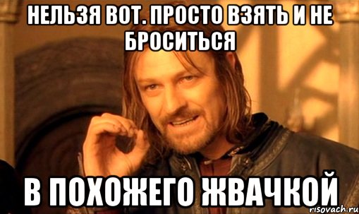 нельзя вот. просто взять и не броситься в похожего жвачкой, Мем Нельзя просто так взять и (Боромир мем)