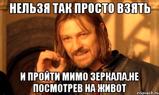 нельзя так просто взять и пройти мимо зеркала,не посмотрев на живот, Мем Нельзя просто так взять и (Боромир мем)