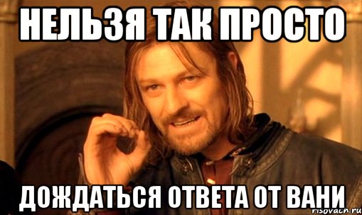 нельзя так просто дождаться ответа от вани, Мем Нельзя просто так взять и (Боромир мем)