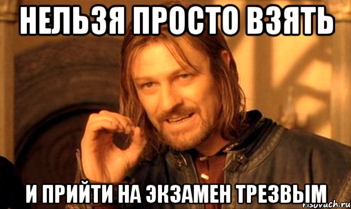 нельзя просто взять и прийти на экзамен трезвым, Мем Нельзя просто так взять и (Боромир мем)